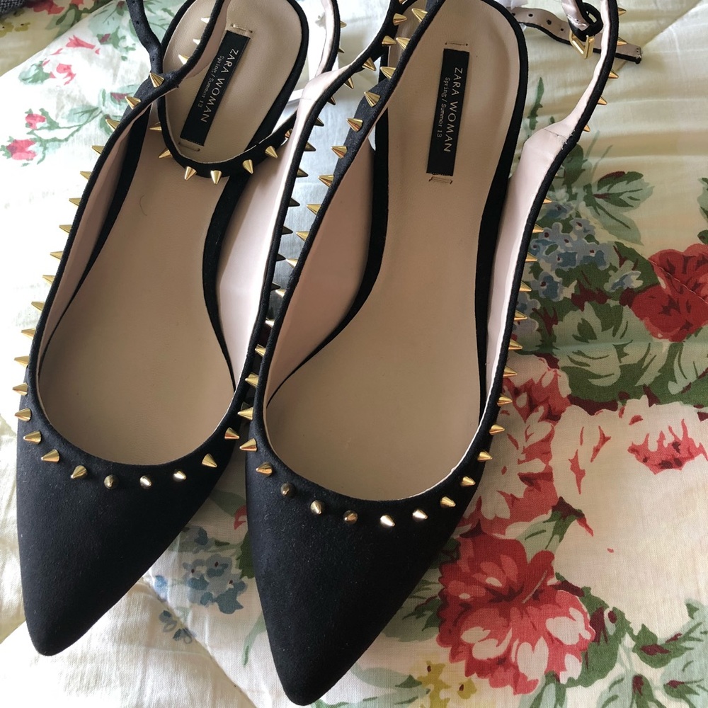 Kitten heel zara studded shoes